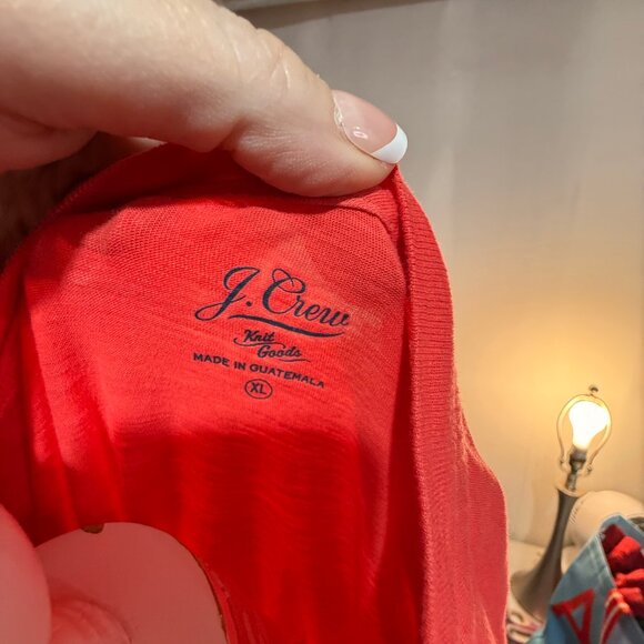 J Crew Women's Size XL Salmon Words Short Sleeve Shirt - Picture 3 of 3